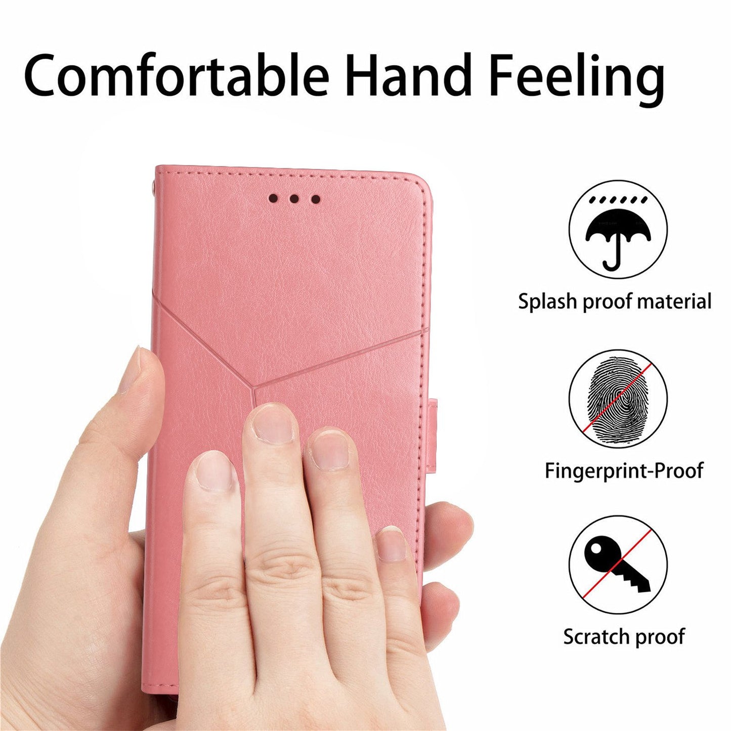Shockproof Phone Case For Oppo A57 4G / A57 (2022) 5G / A77 5G / 4G / Realme Narzo 50 5G, HT01 Wallet Stand Imprinted Y-Shaped Lines PU Leather Cover with Strap