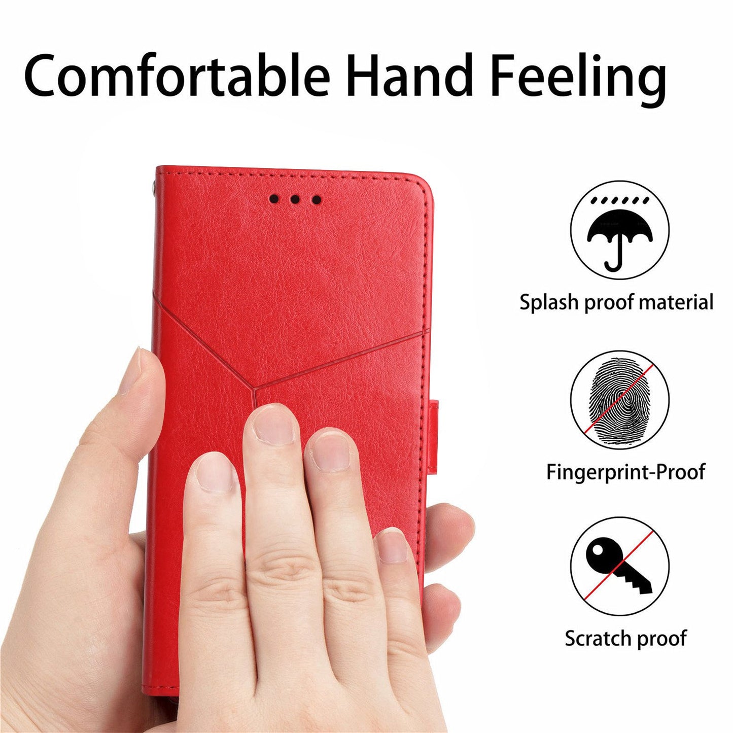 Shockproof Phone Case For Oppo A57 4G / A57 (2022) 5G / A77 5G / 4G / Realme Narzo 50 5G, HT01 Wallet Stand Imprinted Y-Shaped Lines PU Leather Cover with Strap