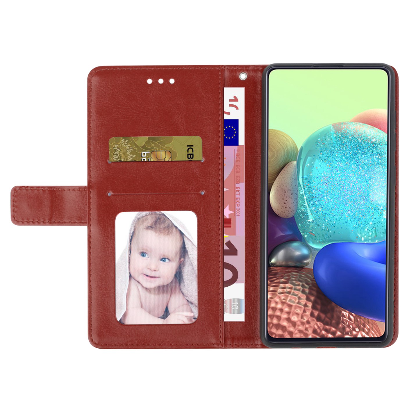 Shockproof Phone Case For Oppo A57 4G / A57 (2022) 5G / A77 5G / 4G / Realme Narzo 50 5G, HT01 Wallet Stand Imprinted Y-Shaped Lines PU Leather Cover with Strap