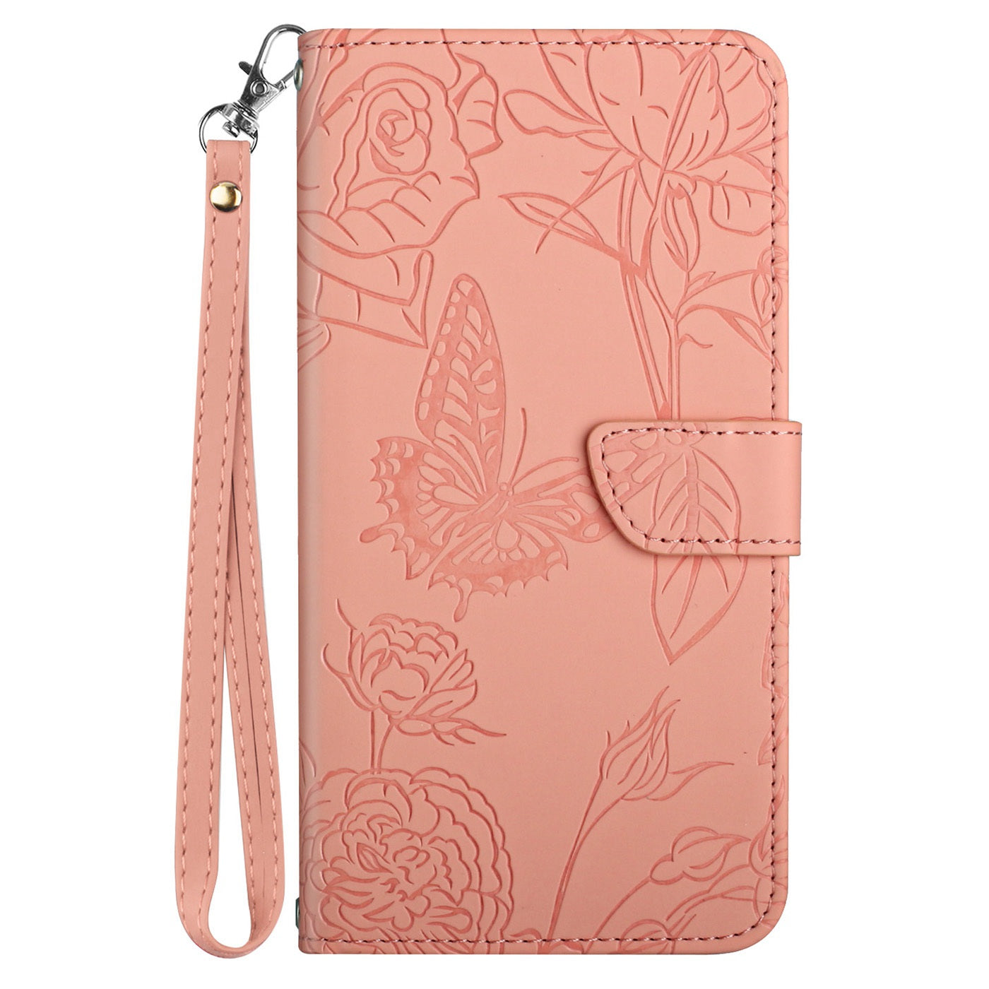 For Xiaomi Poco C40 4G Butterfly Flowers Imprinting Phone Case Anti-shock Skin Touch PU Leather Stand Wallet Shell with Strap