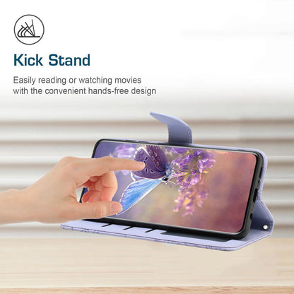 For Xiaomi Poco C40 4G Butterfly Flowers Imprinting Phone Case Anti-shock Skin Touch PU Leather Stand Wallet Shell with Strap