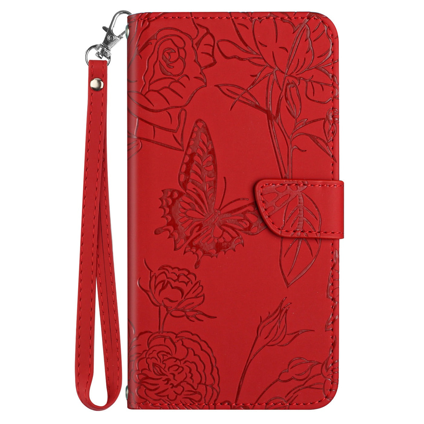 For Xiaomi Poco C40 4G Butterfly Flowers Imprinting Phone Case Anti-shock Skin Touch PU Leather Stand Wallet Shell with Strap