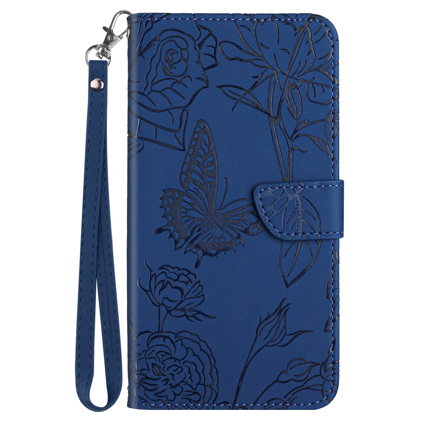 For Xiaomi Poco C40 4G Butterfly Flowers Imprinting Phone Case Anti-shock Skin Touch PU Leather Stand Wallet Shell with Strap