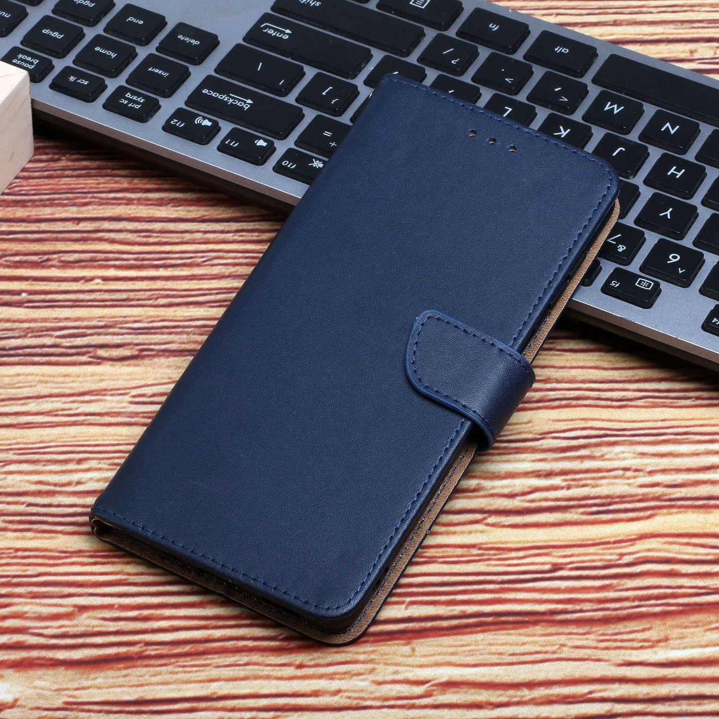 HT02 Cell Phone Case for Xiaomi Poco C40 4G, Anti-Scratch Drop-Proof Nappa Texture Genuine Leather Cover with Stand