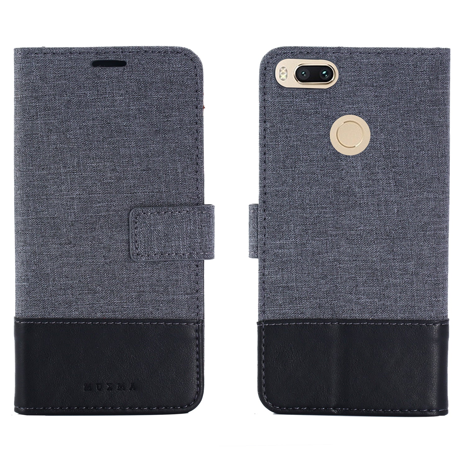 MUXMA PU Leather Canvas Splicing Wallet Stand Case for Xiaomi Mi A1 / 5X