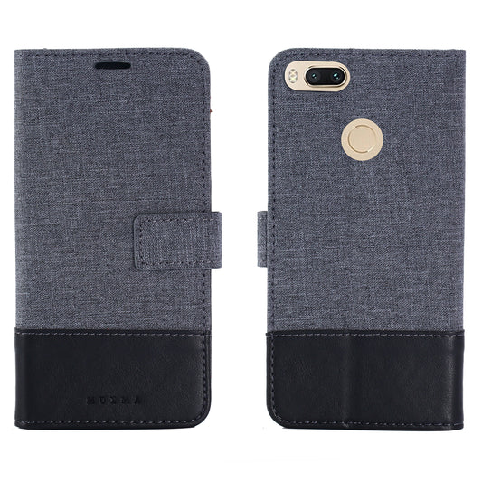 MUXMA PU Leather Canvas Splicing Wallet Stand Case for Xiaomi Mi A1 / 5X
