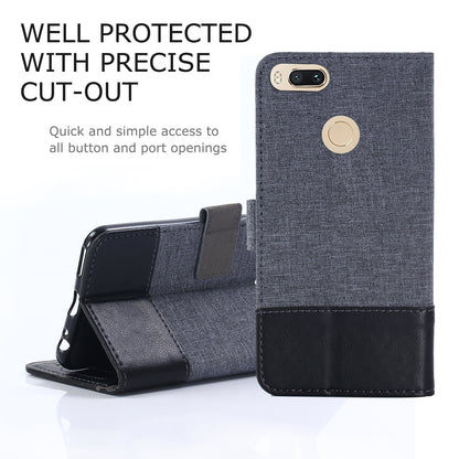 MUXMA PU Leather Canvas Splicing Wallet Stand Case for Xiaomi Mi A1 / 5X