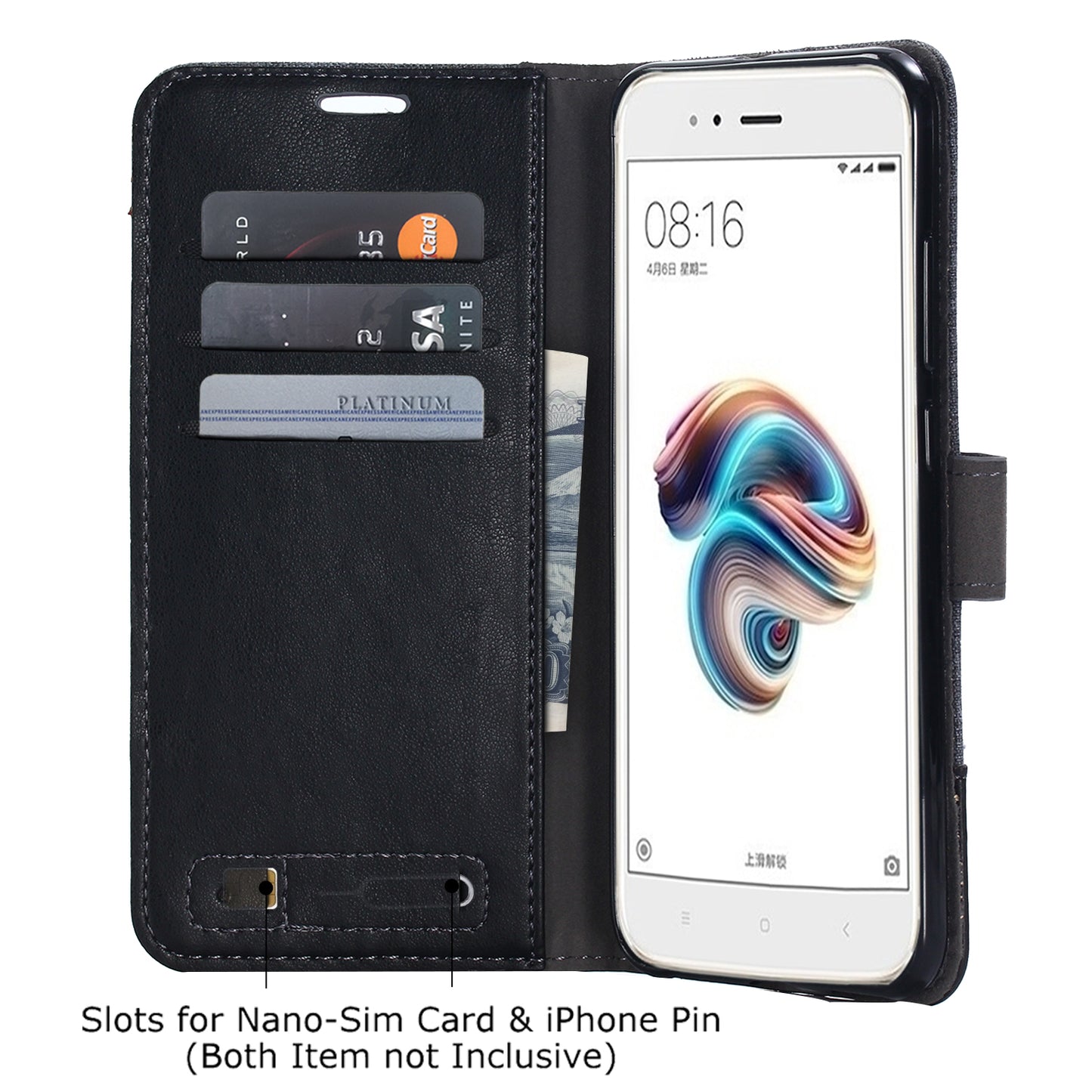 MUXMA PU Leather Canvas Splicing Wallet Stand Case for Xiaomi Mi A1 / 5X