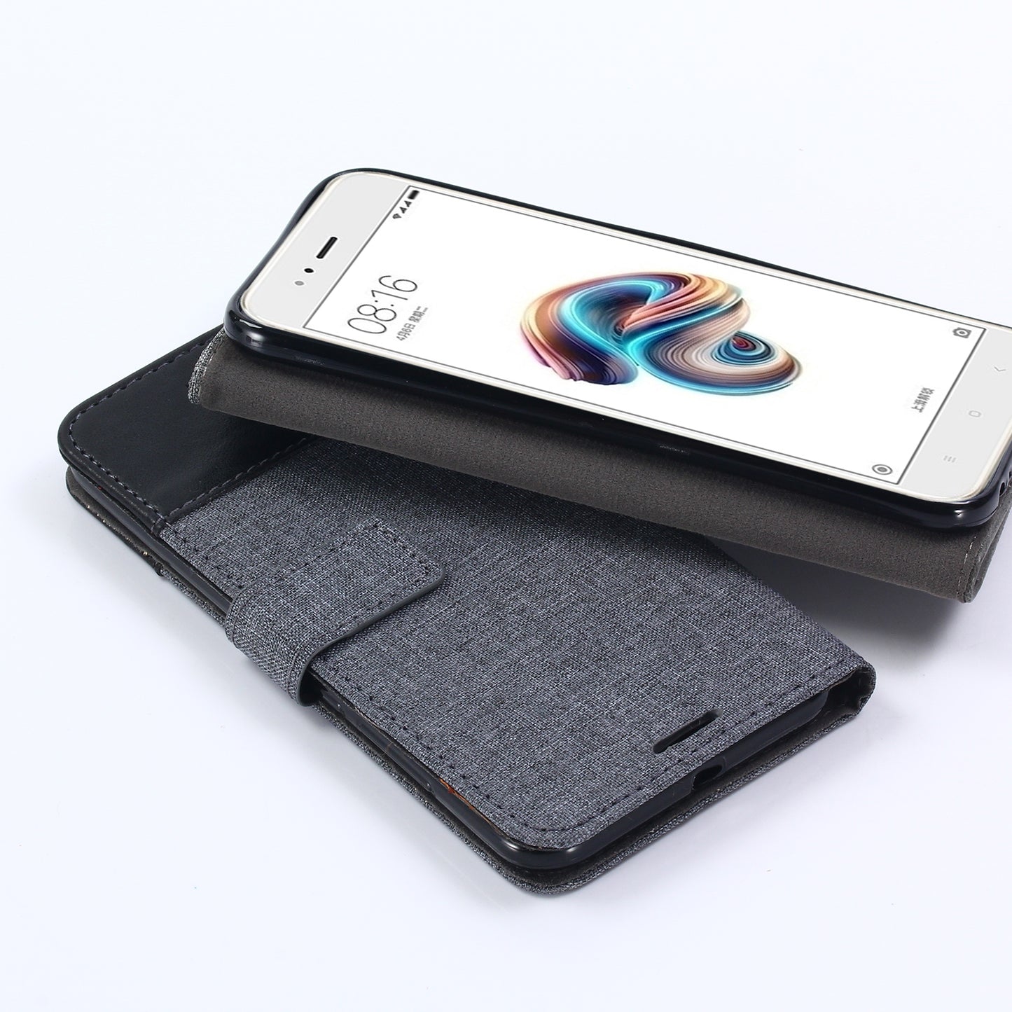 MUXMA PU Leather Canvas Splicing Wallet Stand Case for Xiaomi Mi A1 / 5X
