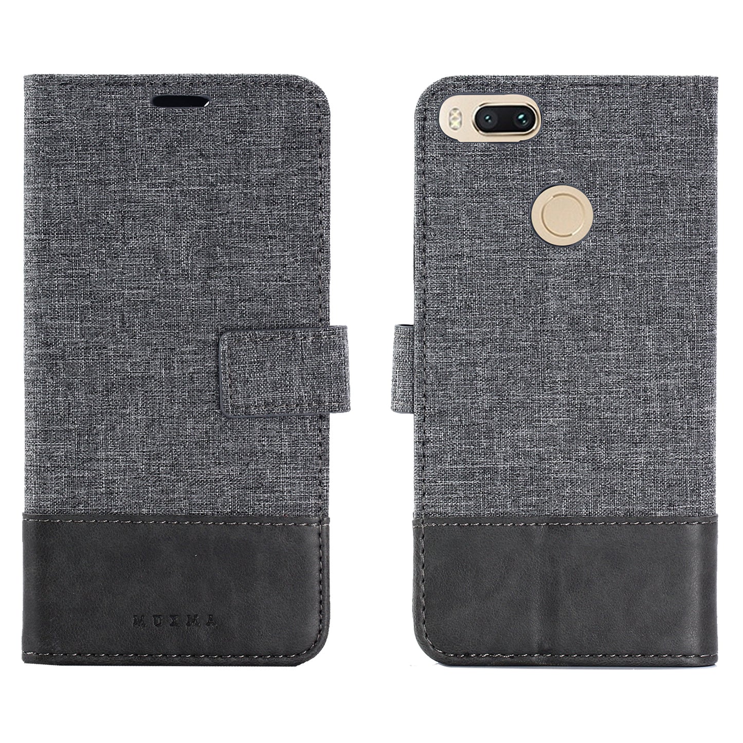 MUXMA PU Leather Canvas Splicing Wallet Stand Case for Xiaomi Mi A1 / 5X