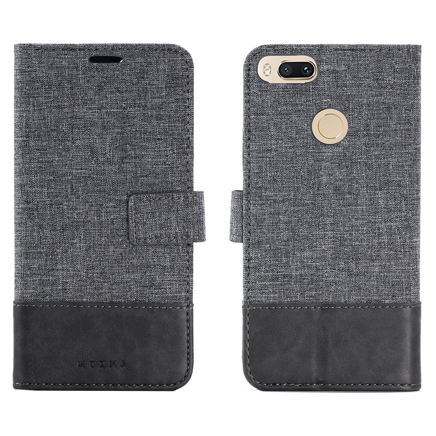 MUXMA PU Leather Canvas Splicing Wallet Stand Case for Xiaomi Mi A1 / 5X
