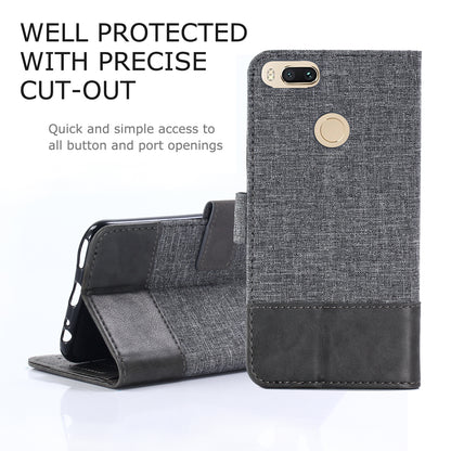 MUXMA PU Leather Canvas Splicing Wallet Stand Case for Xiaomi Mi A1 / 5X