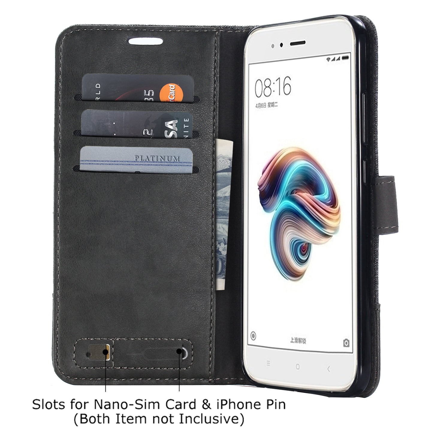 MUXMA PU Leather Canvas Splicing Wallet Stand Case for Xiaomi Mi A1 / 5X