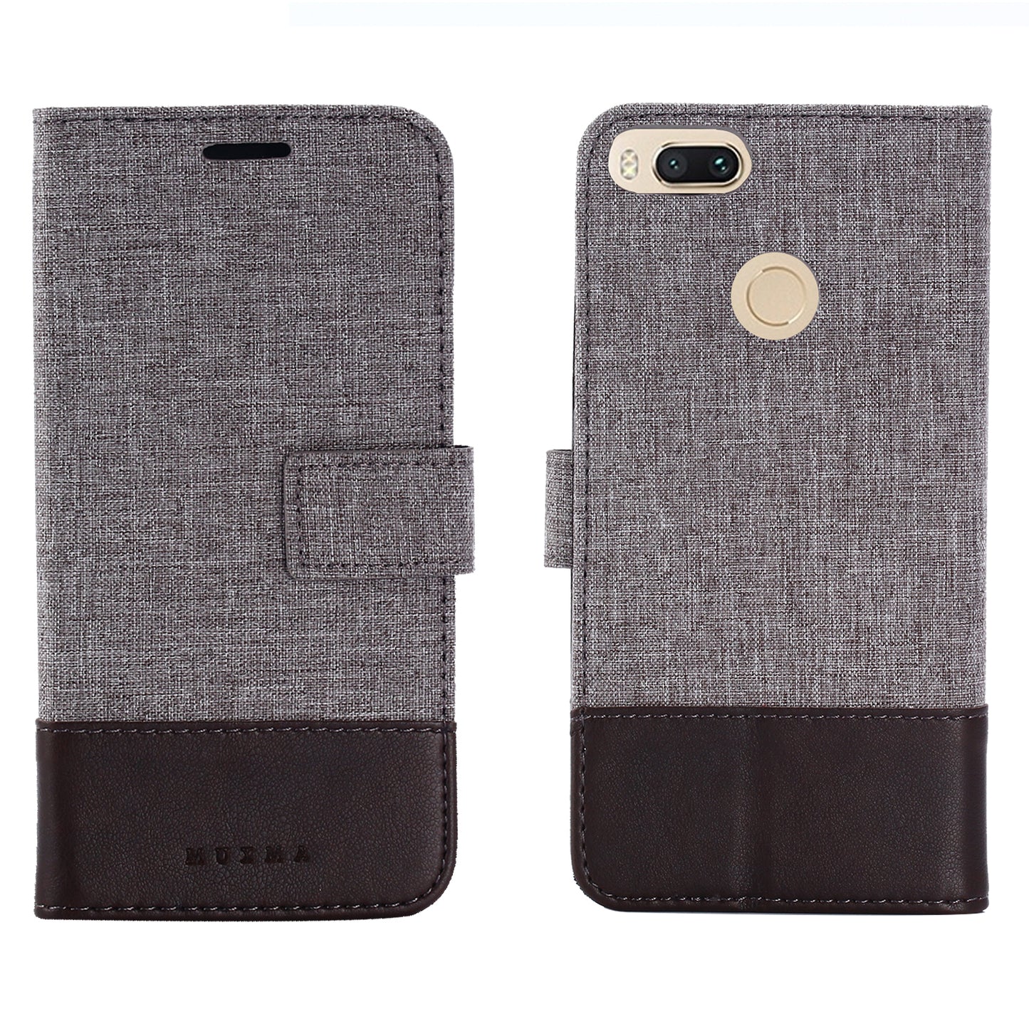MUXMA PU Leather Canvas Splicing Wallet Stand Case for Xiaomi Mi A1 / 5X