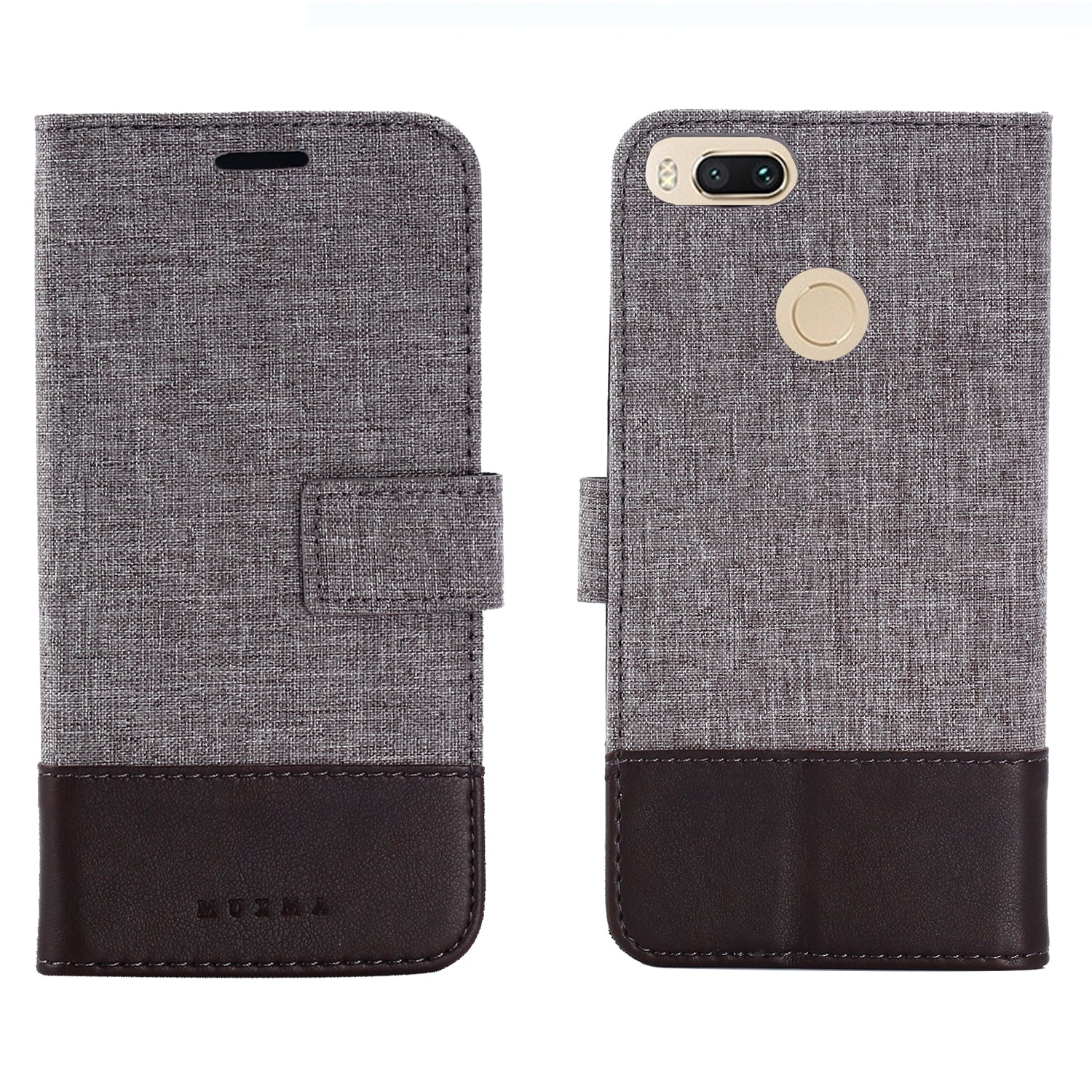 MUXMA PU Leather Canvas Splicing Wallet Stand Case for Xiaomi Mi A1 / 5X
