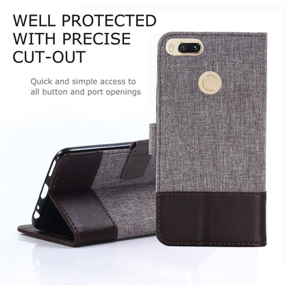 MUXMA PU Leather Canvas Splicing Wallet Stand Case for Xiaomi Mi A1 / 5X