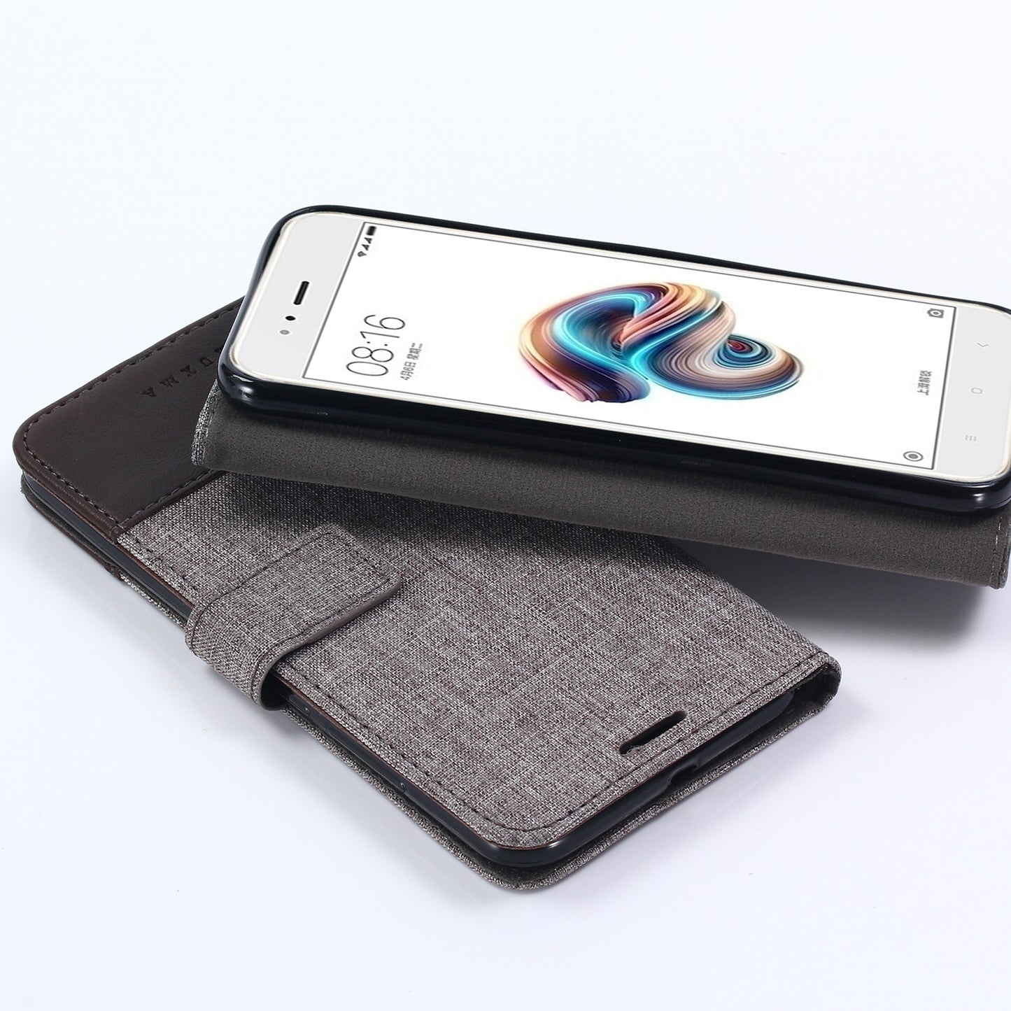 MUXMA PU Leather Canvas Splicing Wallet Stand Case for Xiaomi Mi A1 / 5X