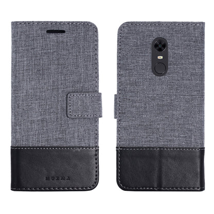 MUXMA Leather Canvas Splicing Stand Mobile Casing for Xiaomi Redmi Note 5 (12MP Rear Camera) / Redmi 5 Plus (China)