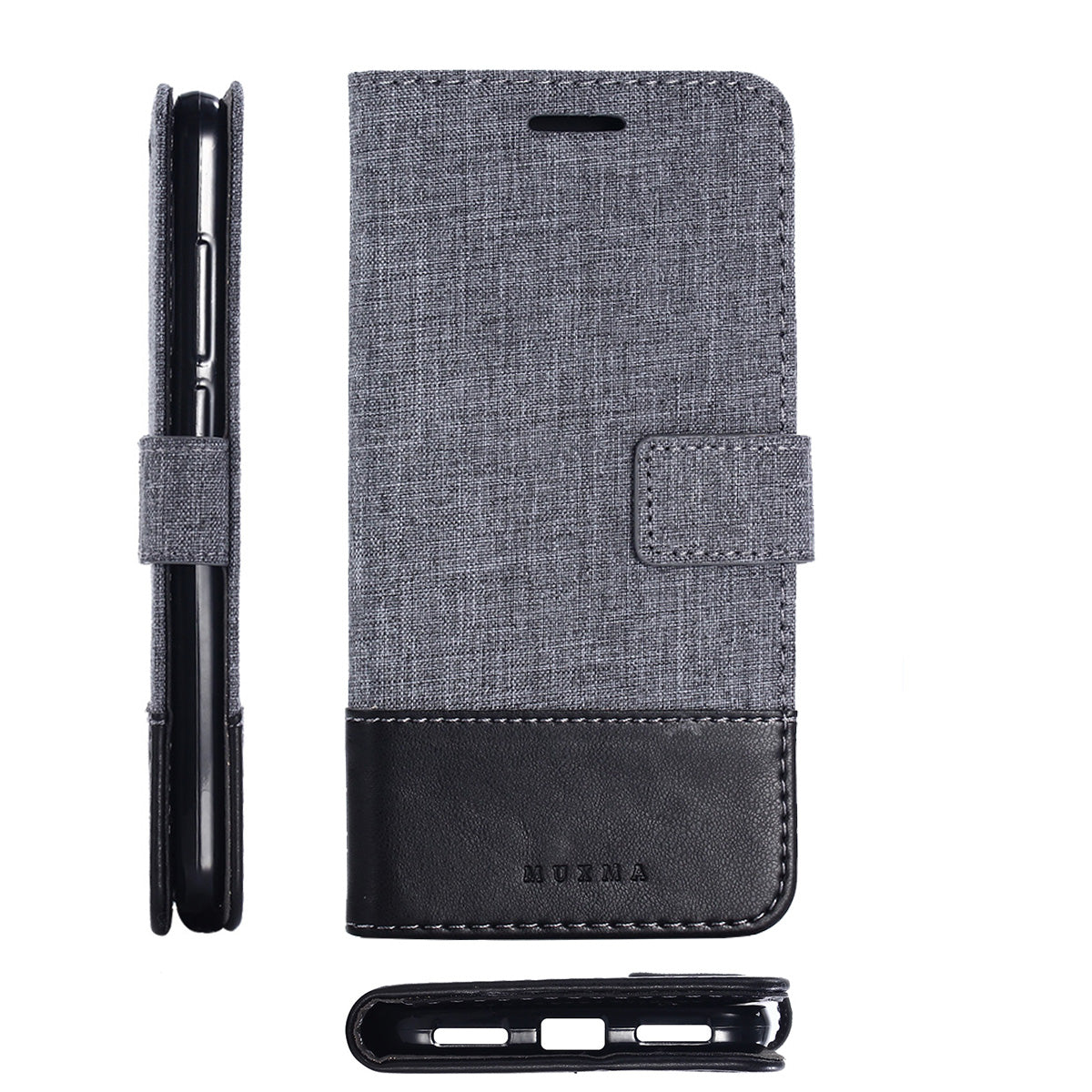 MUXMA Leather Canvas Splicing Stand Mobile Casing for Xiaomi Redmi Note 5 (12MP Rear Camera) / Redmi 5 Plus (China)