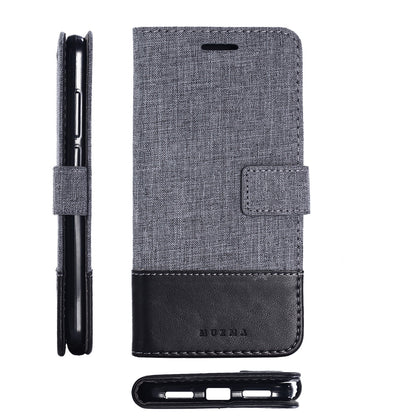 MUXMA Leather Canvas Splicing Stand Mobile Casing for Xiaomi Redmi Note 5 (12MP Rear Camera) / Redmi 5 Plus (China)