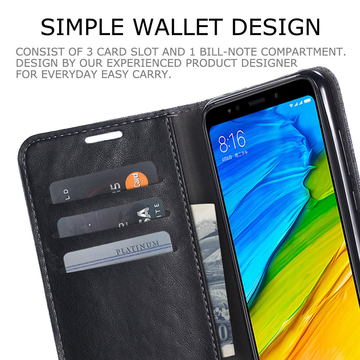 MUXMA Leather Canvas Splicing Stand Mobile Casing for Xiaomi Redmi Note 5 (12MP Rear Camera) / Redmi 5 Plus (China)