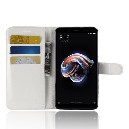 Litchi Skin Cell Phone Leather Wallet Case for Xiaomi Redmi Note 5 Pro (Dual Camera) / Redmi Note 5 (China)
