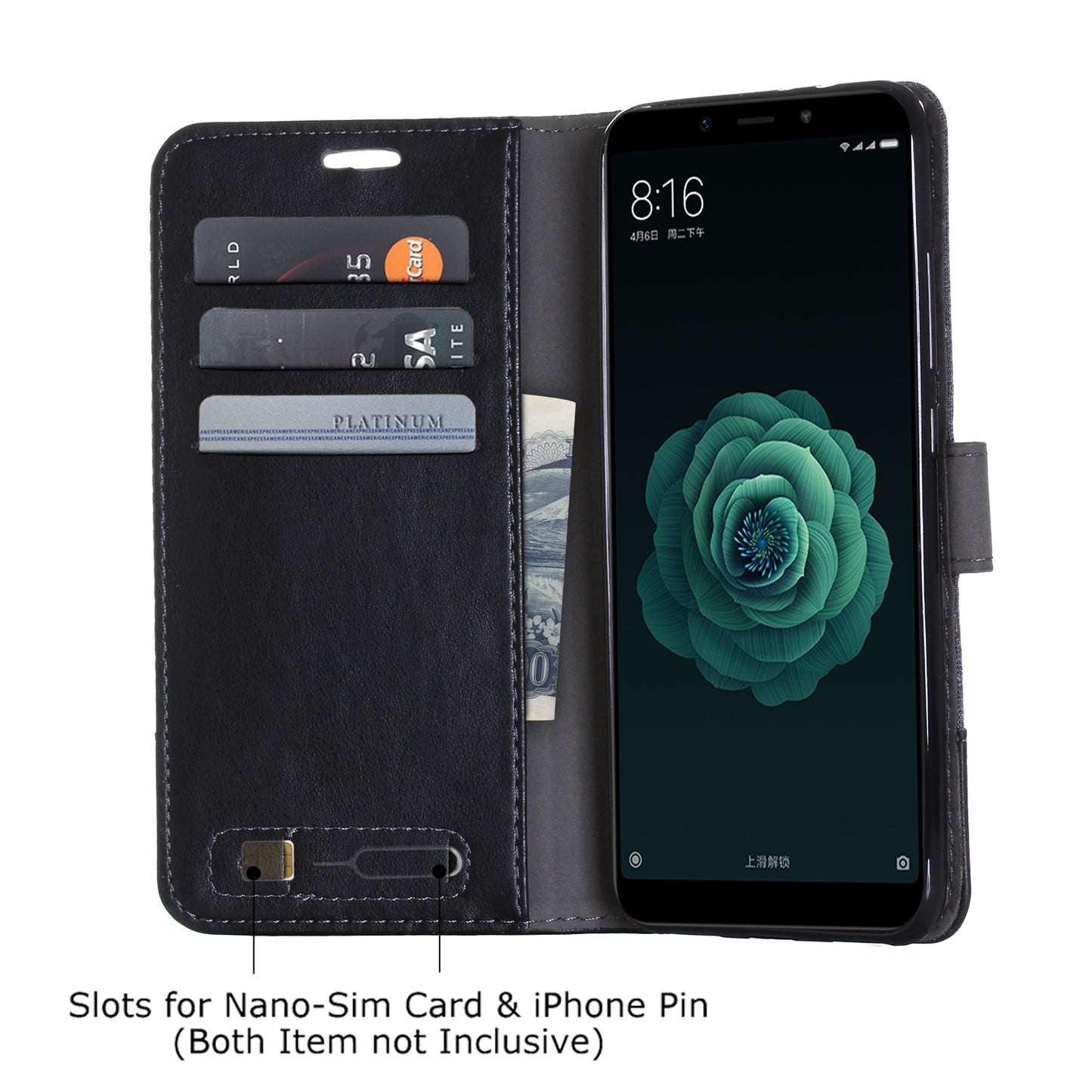MUXMA PU Leather Canvas Splicing Wallet Stand Cover for Xiaomi Mi A2 / Mi 6X