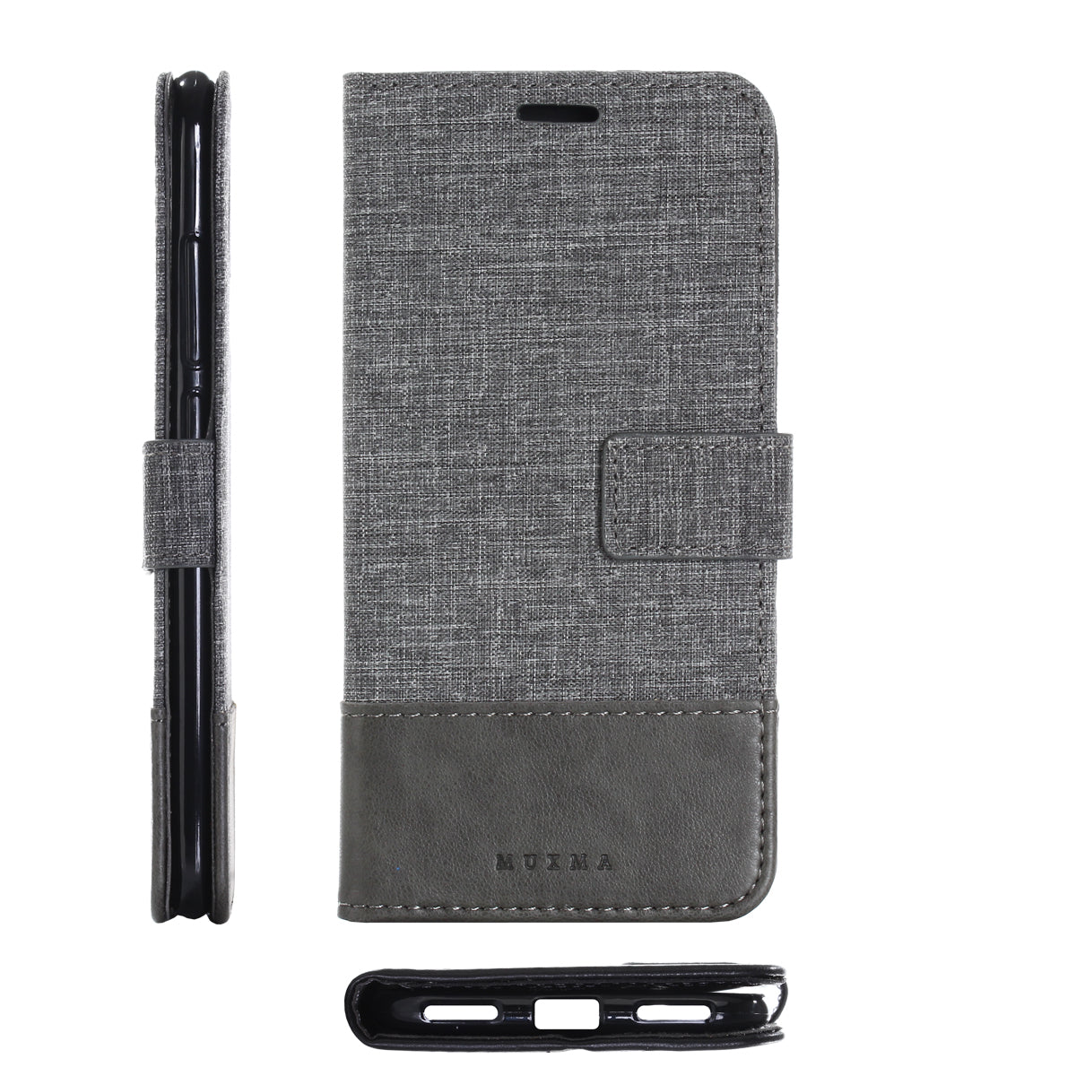 MUXMA PU Leather Canvas Splicing Wallet Stand Cover for Xiaomi Mi A2 / Mi 6X