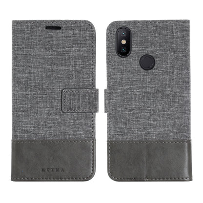 MUXMA PU Leather Canvas Splicing Wallet Stand Cover for Xiaomi Mi A2 / Mi 6X