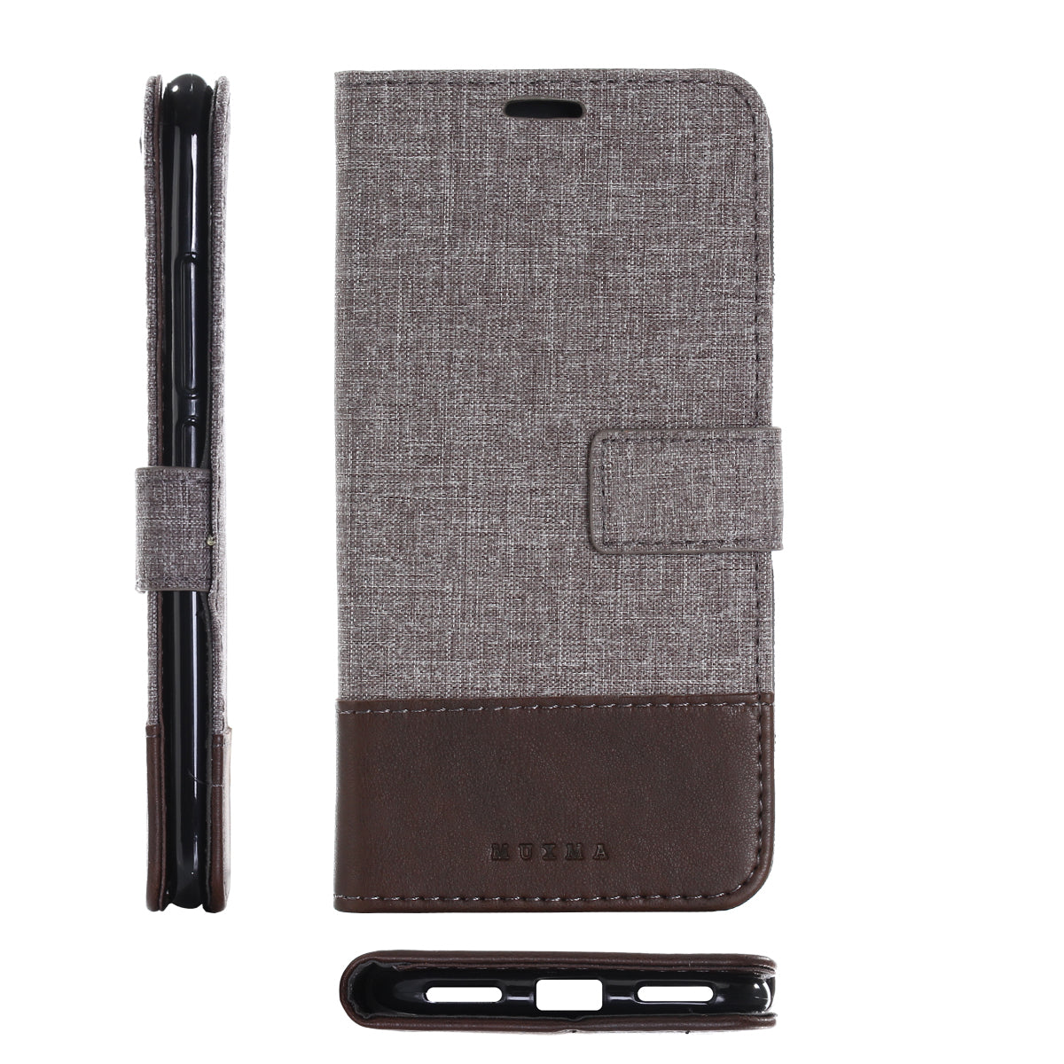 MUXMA PU Leather Canvas Splicing Wallet Stand Cover for Xiaomi Mi A2 / Mi 6X