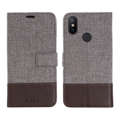 MUXMA PU Leather Canvas Splicing Wallet Stand Cover for Xiaomi Mi A2 / Mi 6X