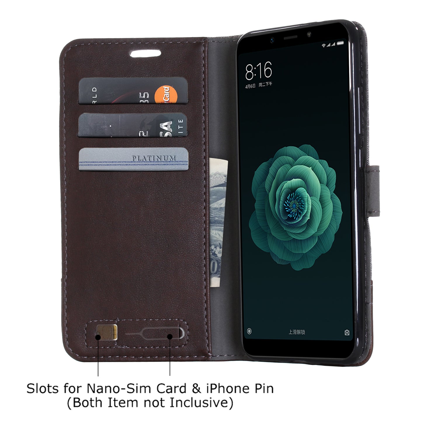 MUXMA PU Leather Canvas Splicing Wallet Stand Cover for Xiaomi Mi A2 / Mi 6X