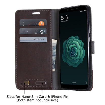 MUXMA PU Leather Canvas Splicing Wallet Stand Cover for Xiaomi Mi A2 / Mi 6X