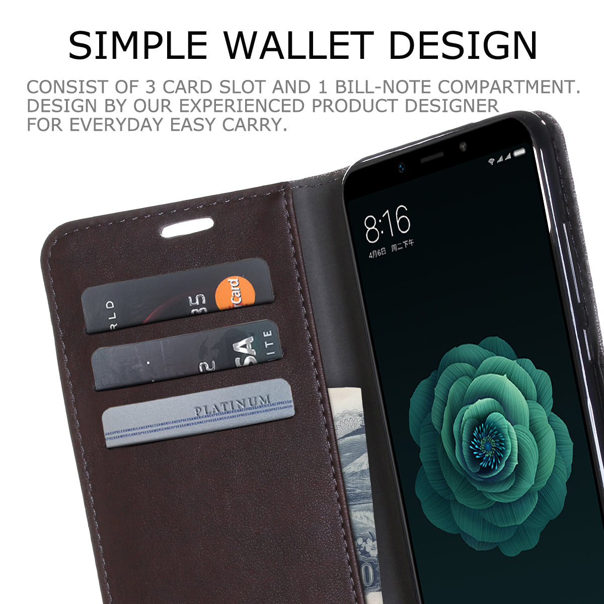 MUXMA PU Leather Canvas Splicing Wallet Stand Cover for Xiaomi Mi A2 / Mi 6X