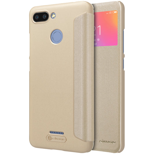 NILLKIN Sparkle Series View Window Leather Phone Cover Shell for Xiaomi Redmi 6 (Dual Camera: 12MP+5MP)