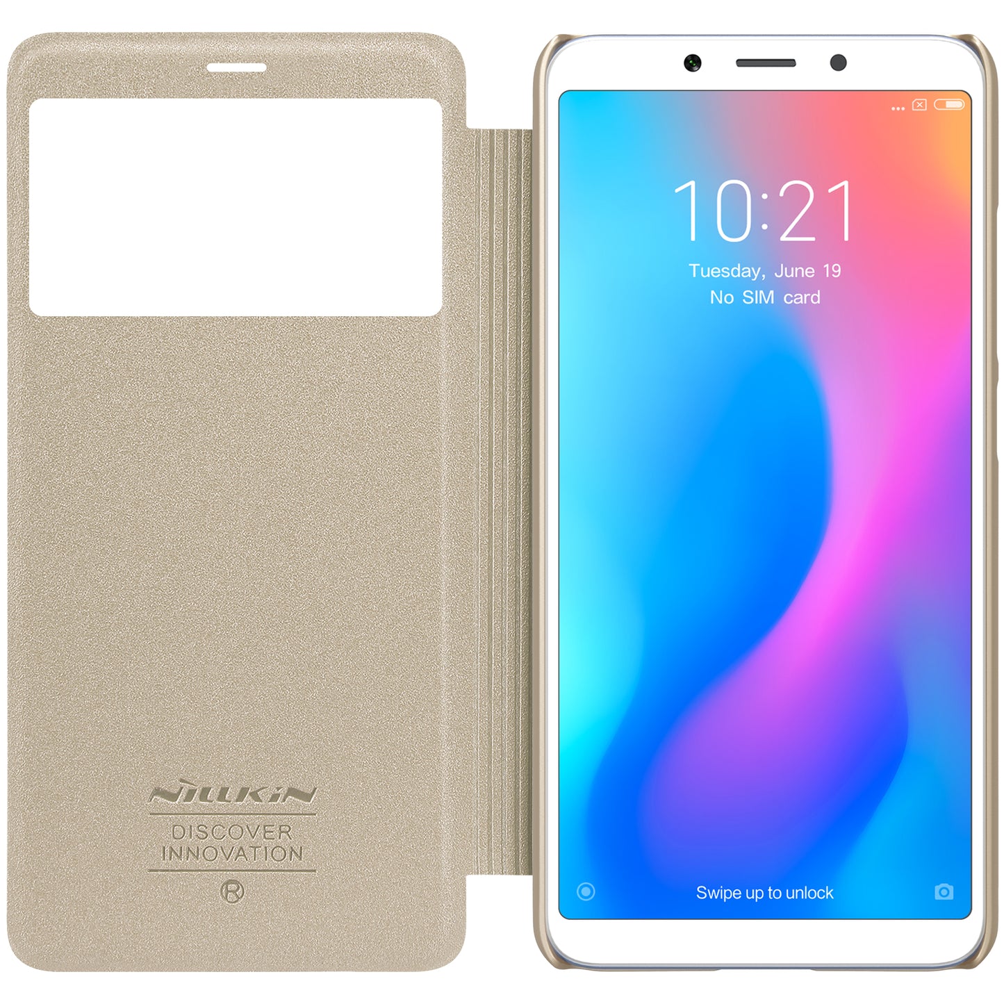 NILLKIN Sparkle Series View Window Leather Phone Cover Shell for Xiaomi Redmi 6 (Dual Camera: 12MP+5MP)