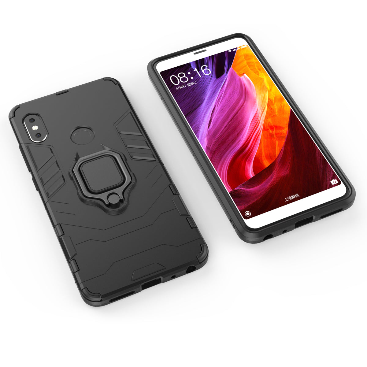 TPU + PC Hybrid Case with Finger Ring Kickstand for Xiaomi Redmi Note 5 Pro (Dual Camera) / Redmi Note 5 (China)