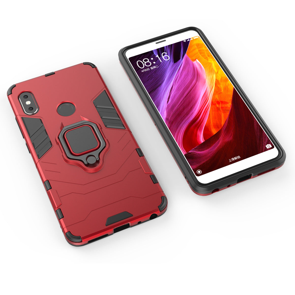 TPU + PC Hybrid Case with Finger Ring Kickstand for Xiaomi Redmi Note 5 Pro (Dual Camera) / Redmi Note 5 (China)