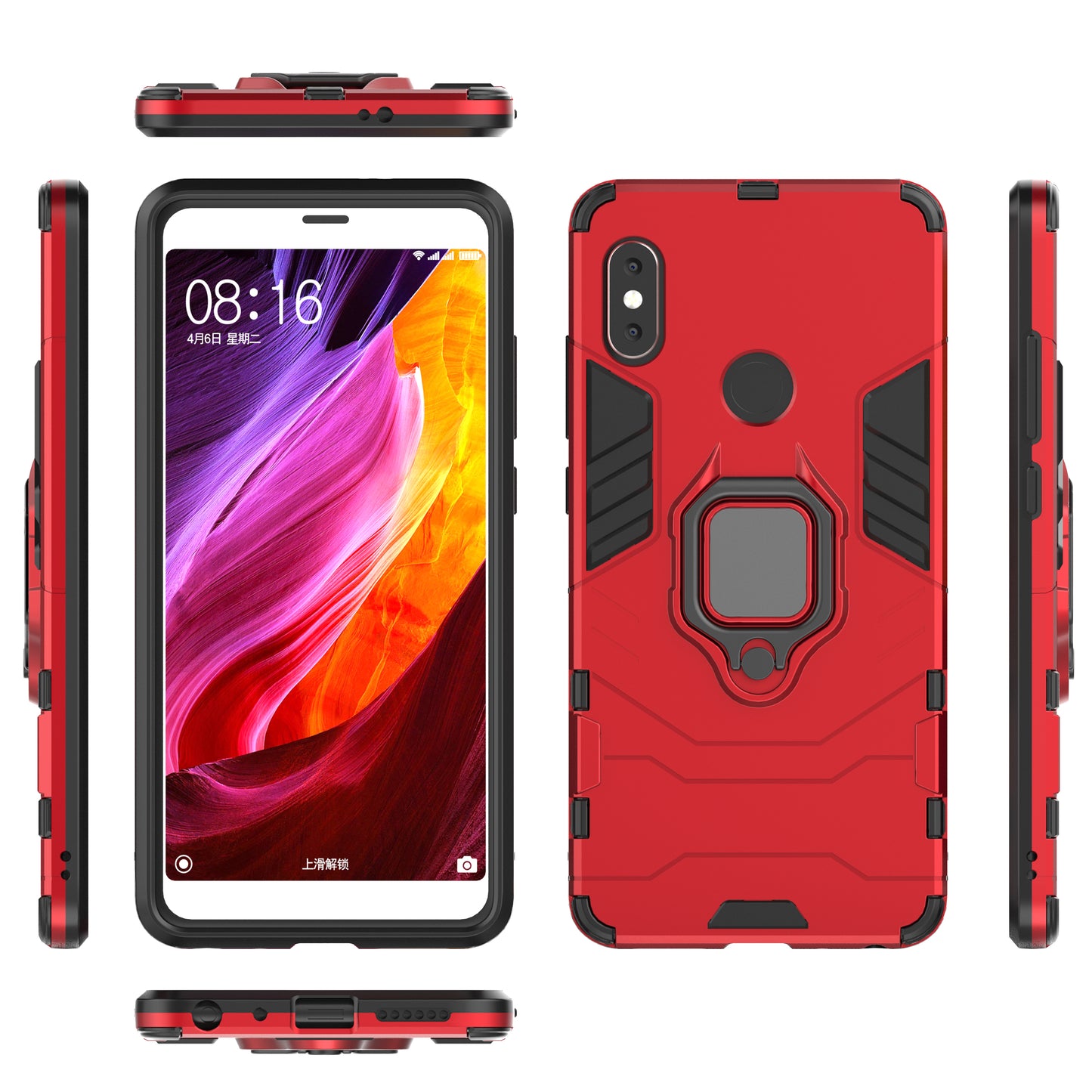 TPU + PC Hybrid Case with Finger Ring Kickstand for Xiaomi Redmi Note 5 Pro (Dual Camera) / Redmi Note 5 (China)