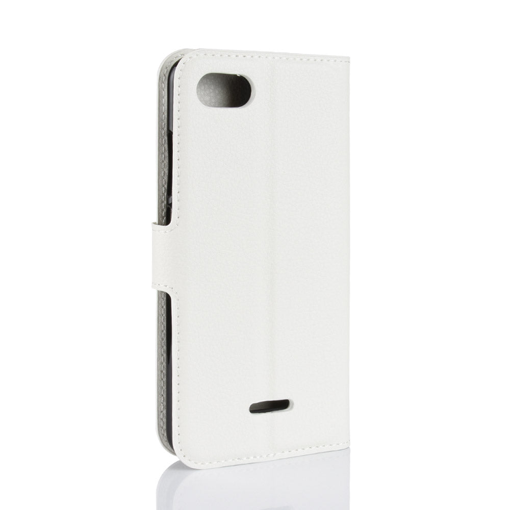 Litchi Texture Leather Wallet Stand Mobile Casing for Xiaomi Redmi 6A (Single 12MP Rear Camera)