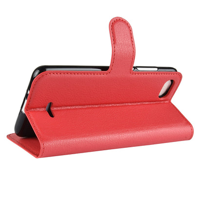 Litchi Texture Leather Wallet Stand Mobile Casing for Xiaomi Redmi 6A (Single 12MP Rear Camera)