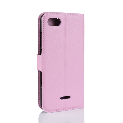 Litchi Texture Leather Wallet Stand Mobile Casing for Xiaomi Redmi 6A (Single 12MP Rear Camera)