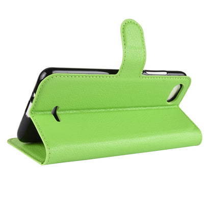 Litchi Texture Leather Wallet Stand Mobile Casing for Xiaomi Redmi 6A (Single 12MP Rear Camera)