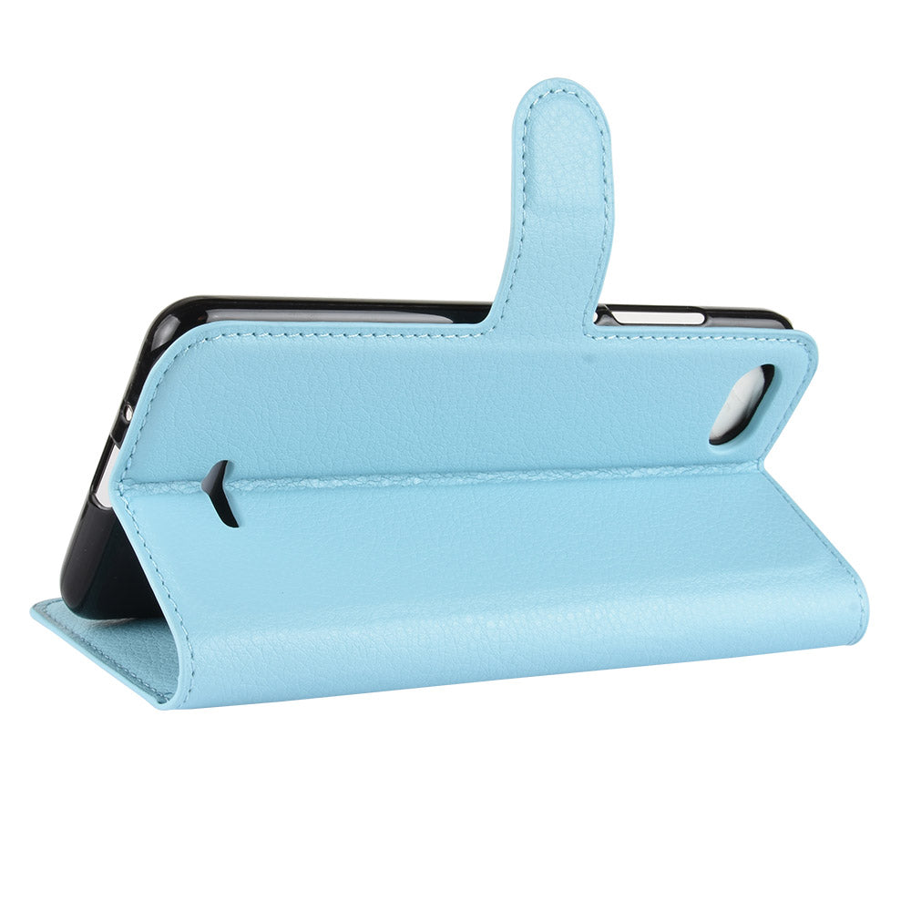 Litchi Texture Leather Wallet Stand Mobile Casing for Xiaomi Redmi 6A (Single 12MP Rear Camera)