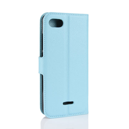 Litchi Texture Leather Wallet Stand Mobile Casing for Xiaomi Redmi 6A (Single 12MP Rear Camera)
