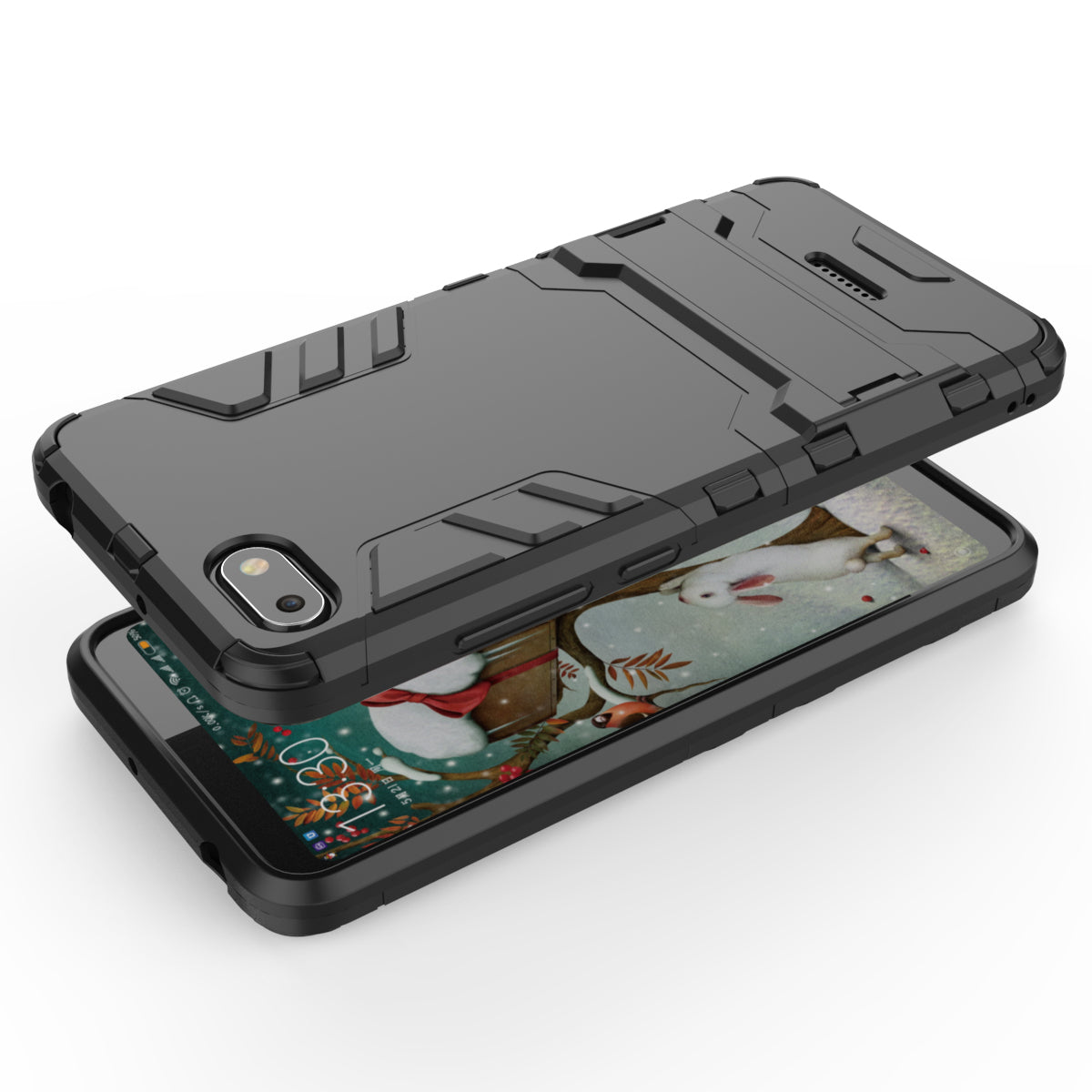 Shockproof PC + TPU Hybrid Kickstand Mobile Case for Xiaomi Redmi 6A (Single 12MP Rear Camera)