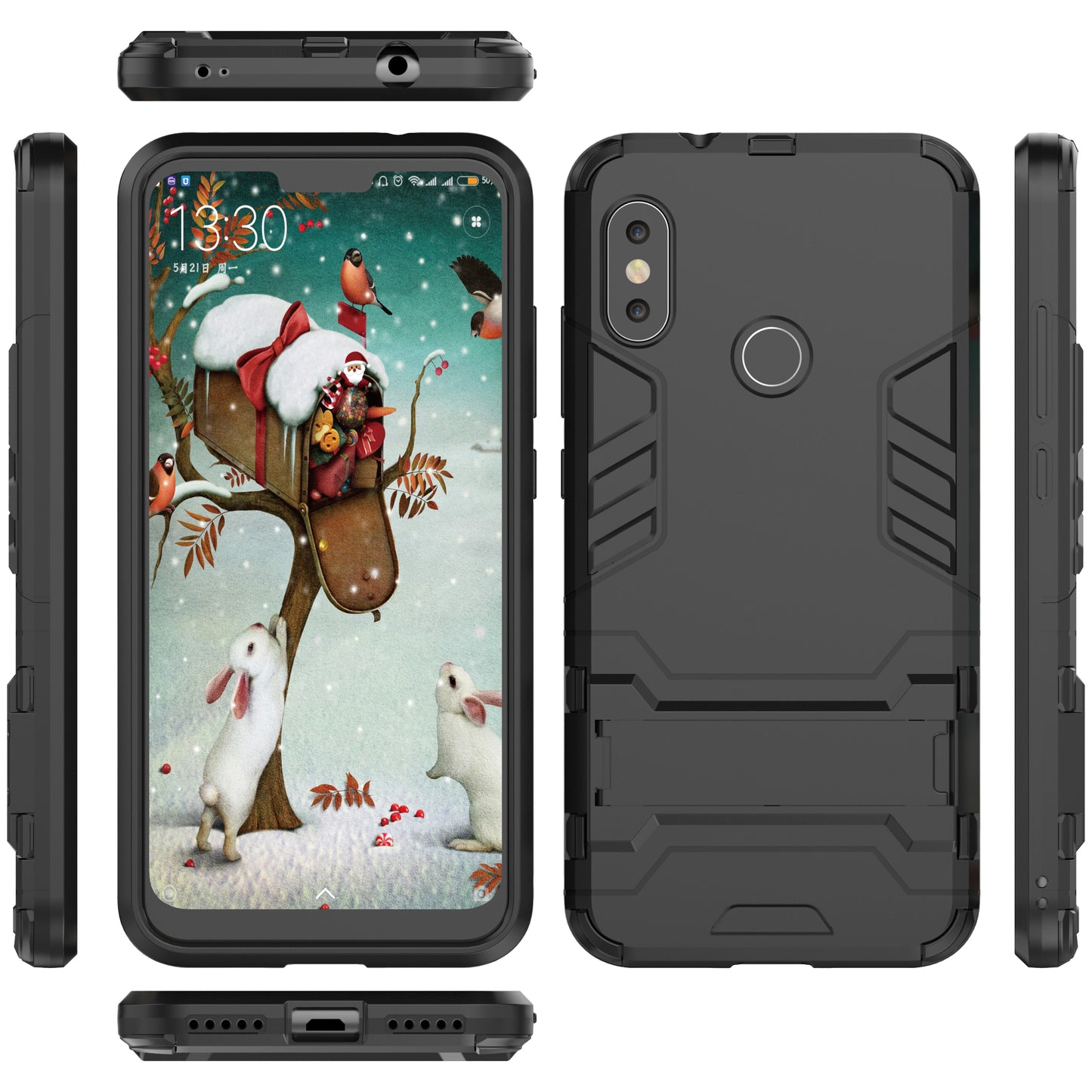 Shockproof PC + TPU Hybrid Kickstand Phone Casing Cover for Xiaomi Mi A2 Lite / Redmi 6 Pro