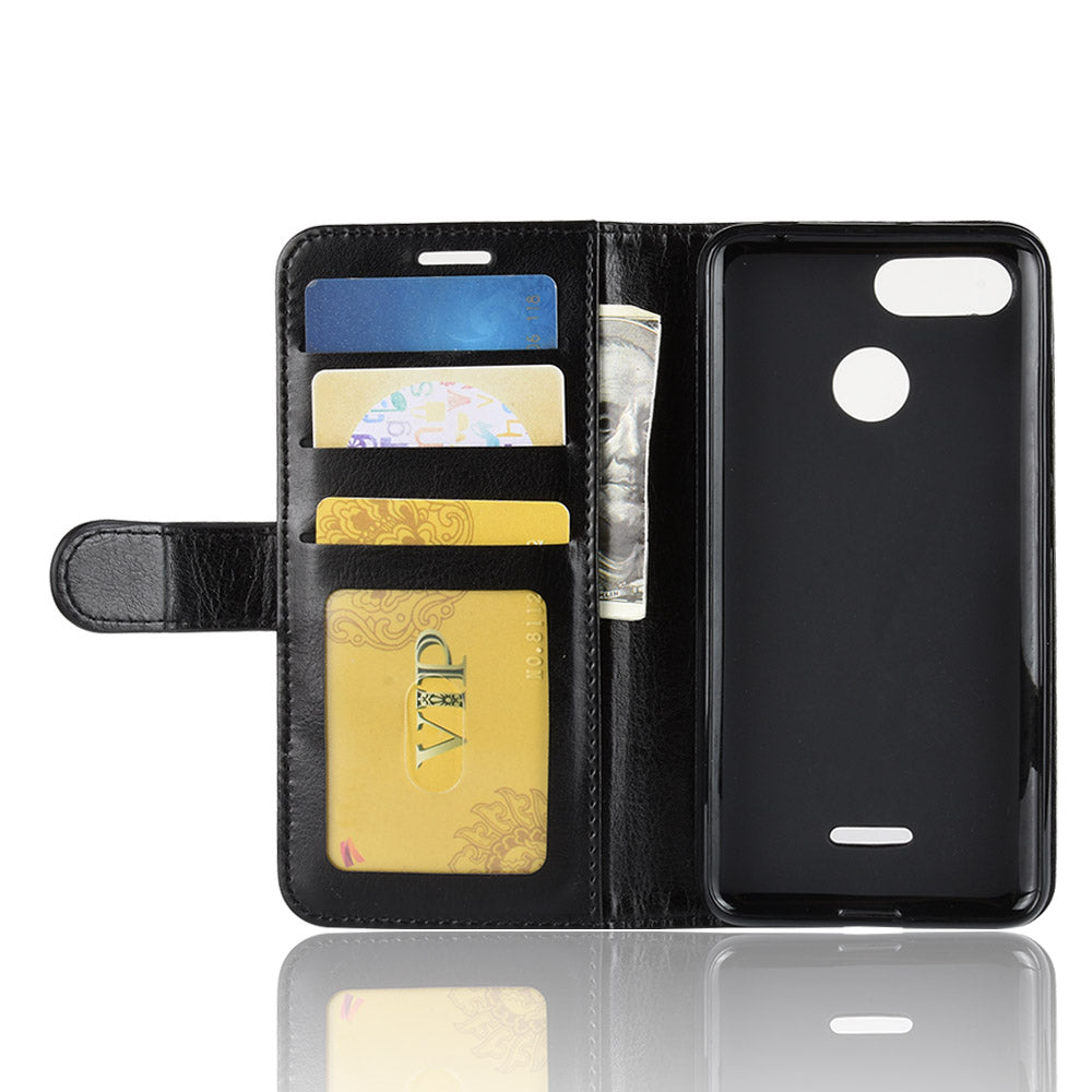 Crazy Horse Wallet Leather Stand Case for Xiaomi Redmi 6 (Dual Camera: 12MP+5MP)