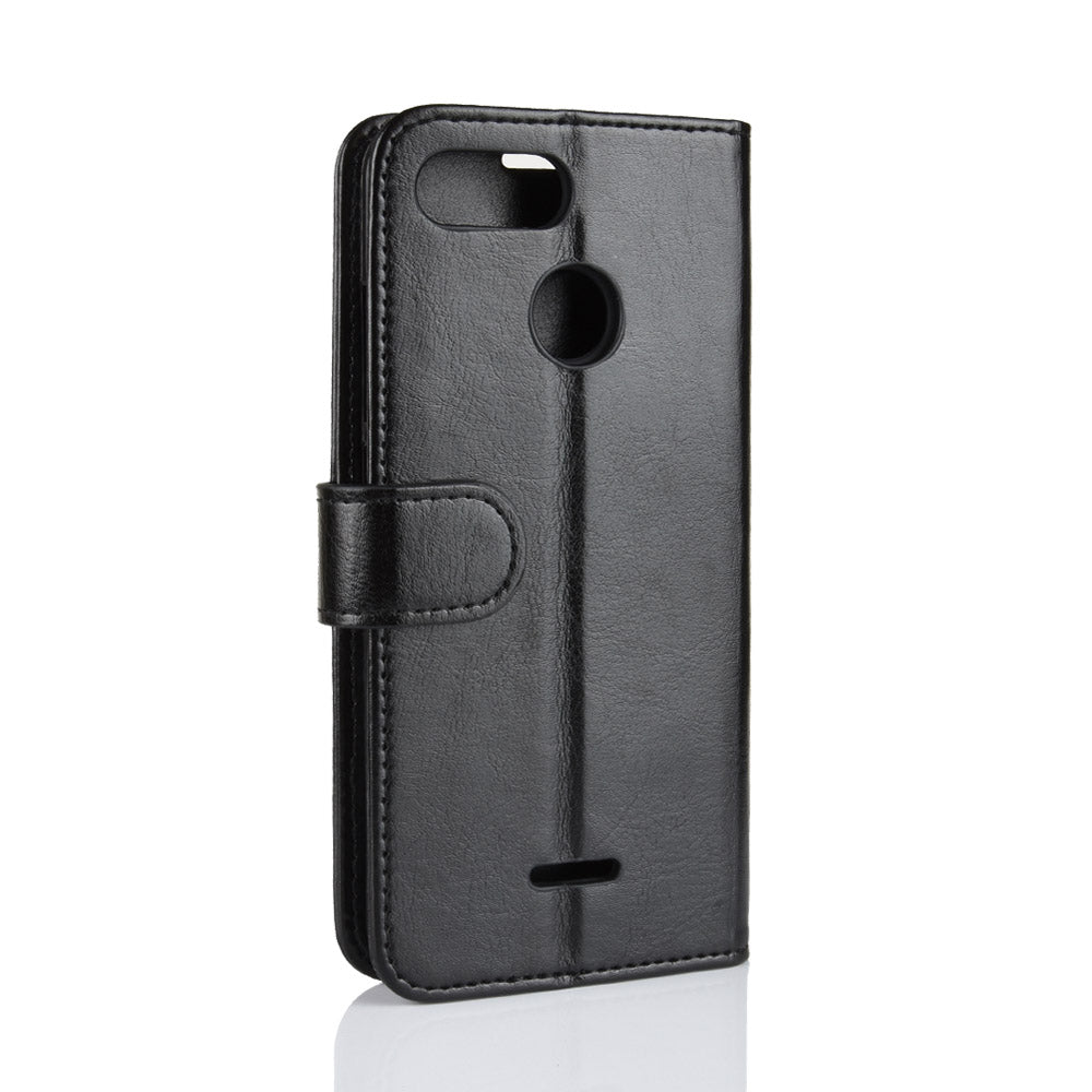 Crazy Horse Wallet Leather Stand Case for Xiaomi Redmi 6 (Dual Camera: 12MP+5MP)