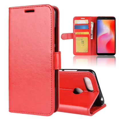 Crazy Horse Wallet Leather Stand Case for Xiaomi Redmi 6 (Dual Camera: 12MP+5MP)